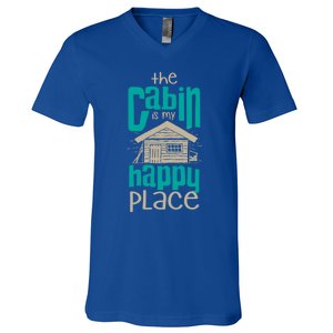 Awesome The Cabin Is My Happy Place Gift Meaningful Gift V-Neck T-Shirt