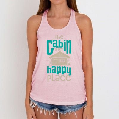 Awesome The Cabin Is My Happy Place Gift Meaningful Gift Women's Knotted Racerback Tank