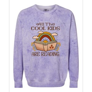 All The Cool Are Reading Gift For Reading Books Colorblast Crewneck Sweatshirt