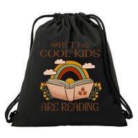 All The Cool Are Reading Gift For Reading Books Drawstring Bag