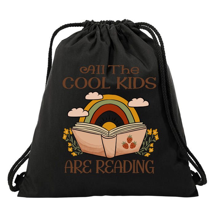 All The Cool Are Reading Gift For Reading Books Drawstring Bag