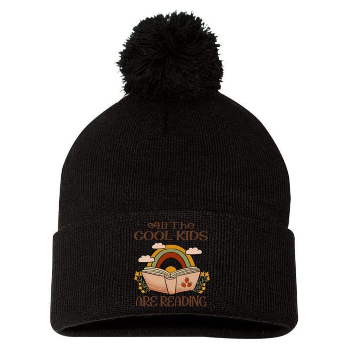 All The Cool Are Reading Gift For Reading Books Pom Pom 12in Knit Beanie