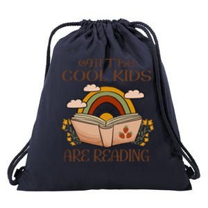 All The Cool Are Reading Gift For Reading Books Drawstring Bag