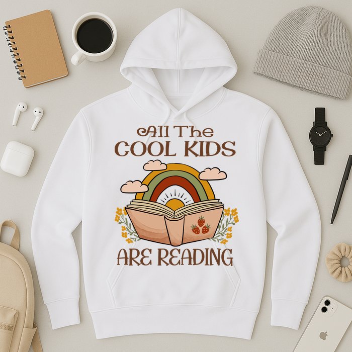 All The Cool Are Reading Gift For Reading Books Hoodie