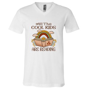 All The Cool Are Reading Gift For Reading Books V-Neck T-Shirt