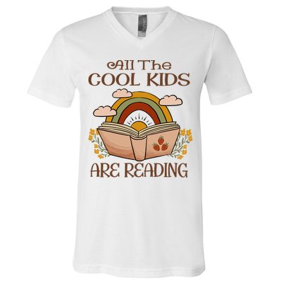 All The Cool Are Reading Gift For Reading Books V-Neck T-Shirt