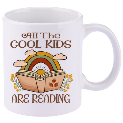 All The Cool Are Reading Gift For Reading Books 11oz C Handle Ceramic Mug