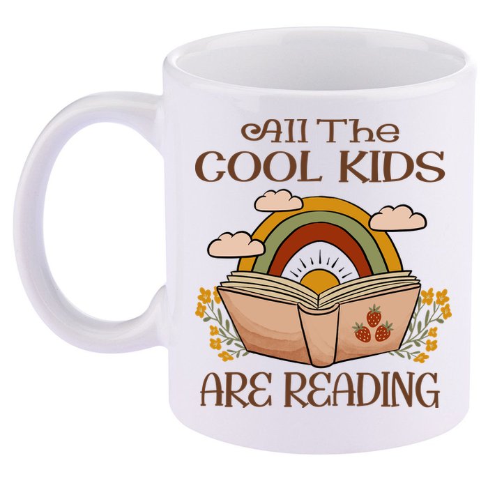All The Cool Are Reading Gift For Reading Books 11oz C Handle Ceramic Mug