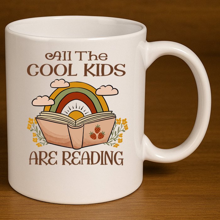 All The Cool Are Reading Gift For Reading Books 11oz C Handle Ceramic Mug