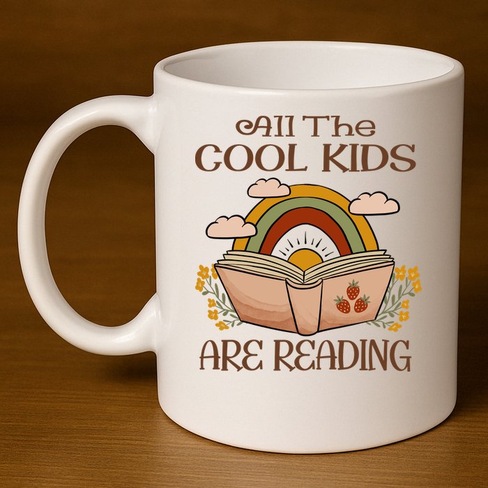 All The Cool Are Reading Gift For Reading Books 11oz C Handle Ceramic Mug
