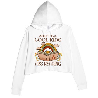 All The Cool Are Reading Gift For Reading Books Crop Fleece Hoodie
