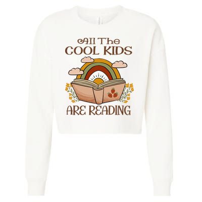 All The Cool Are Reading Gift For Reading Books Cropped Pullover Crew