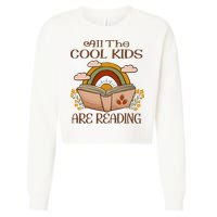 All The Cool Are Reading Gift For Reading Books Cropped Pullover Crew