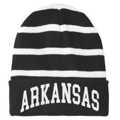 Arkansas Throwback Design Classic Striped Beanie with Solid Band