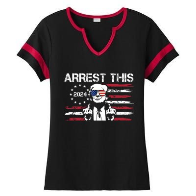 Arrest This Donald Trump 2024 Ladies Halftime Notch Neck Tee