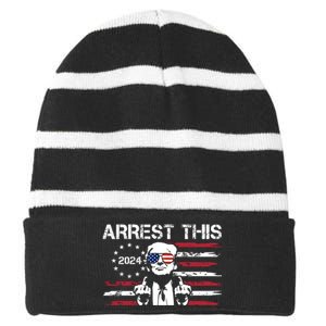 Arrest This Donald Trump 2024 Striped Beanie with Solid Band