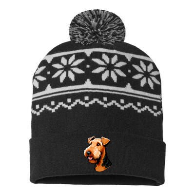 Airedale Terrier Dog Cute Airedale Terrier Gift Idea USA-Made Snowflake Beanie