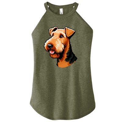 Airedale Terrier Dog Cute Airedale Terrier Gift Idea Women’s Perfect Tri Rocker Tank