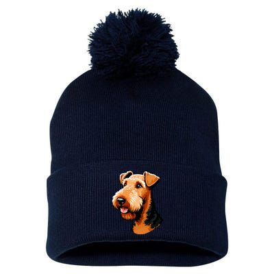 Airedale Terrier Dog Cute Airedale Terrier Gift Idea Pom Pom 12in Knit Beanie