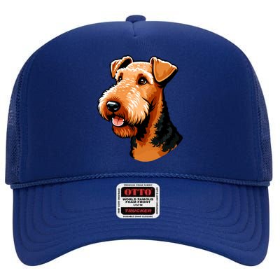 Airedale Terrier Dog Cute Airedale Terrier Gift Idea High Crown Mesh Back Trucker Hat