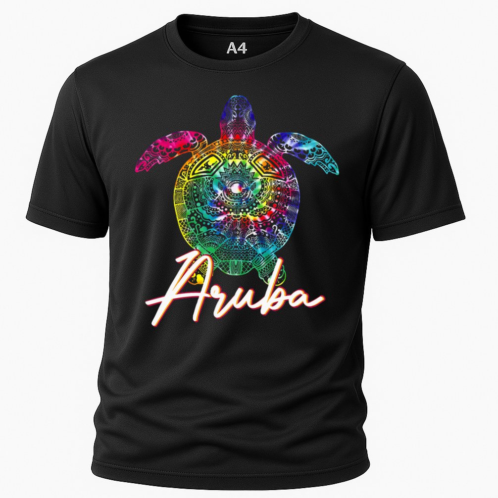 Aruba Tie Dye Sea Turtle Matching Family Vacation Cooling Performance Crew T-Shirt