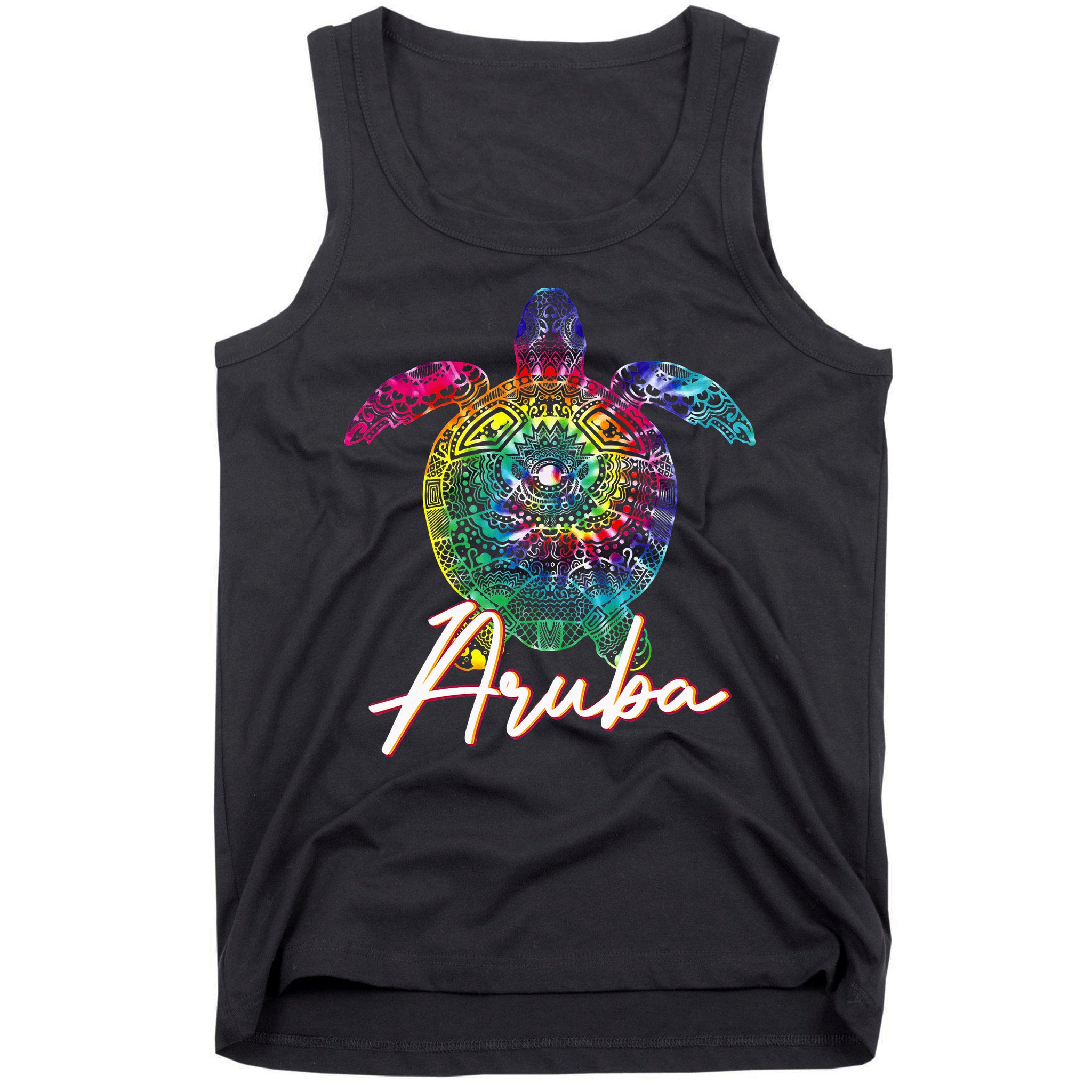 Aruba Tie Dye Sea Turtle Matching Family Vacation Tank Top