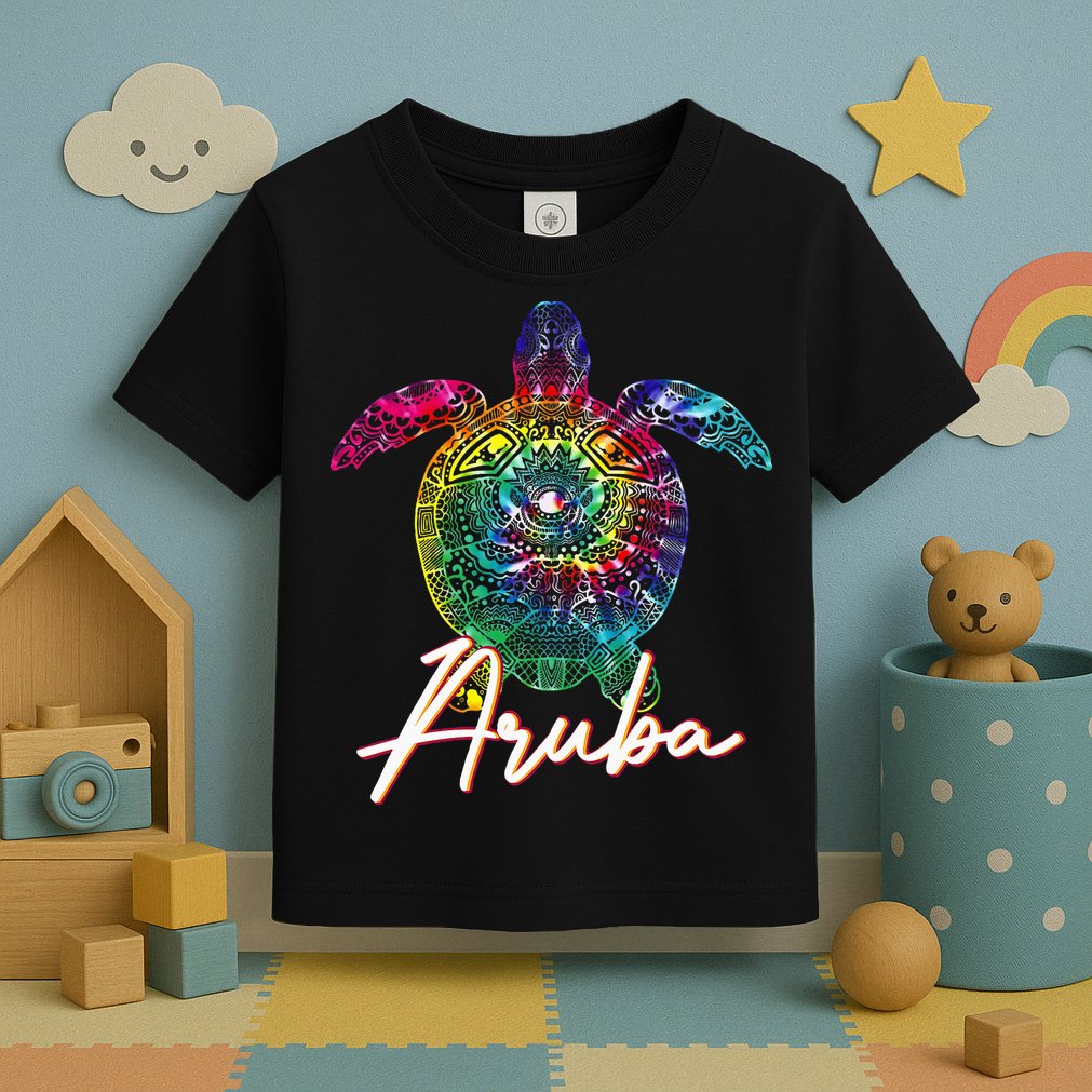 Aruba Tie Dye Sea Turtle Matching Family Vacation Toddler T-Shirt