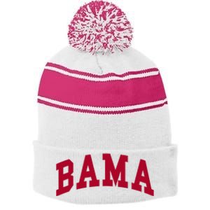 Alabama Throwback Design Classic Stripe Pom Pom Beanie