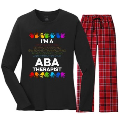 Aba Therapist Data Behavior Analyst Autism Therapy Women's Long Sleeve Flannel Pajama Set 