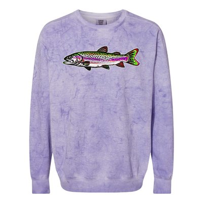 Abstract Trout Design Fly Fishing Trout Fisherman Colorblast Crewneck Sweatshirt