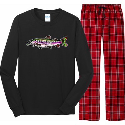 Abstract Trout Design Fly Fishing Trout Fisherman Long Sleeve Pajama Set