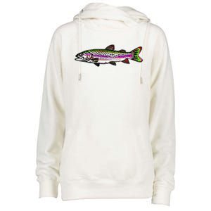 Abstract Trout Design Fly Fishing Trout Fisherman Womens Funnel Neck Pullover Hood