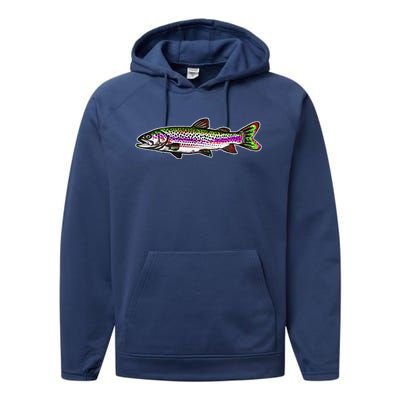 Abstract Trout Design Fly Fishing Trout Fisherman Performance Fleece Hoodie