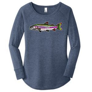 Abstract Trout Design Fly Fishing Trout Fisherman Women's Perfect Tri Tunic Long Sleeve Shirt