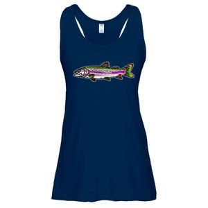 Abstract Trout Design Fly Fishing Trout Fisherman Ladies Essential Flowy Tank