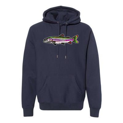 Abstract Trout Design Fly Fishing Trout Fisherman Premium Hoodie