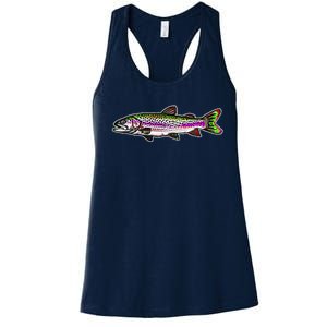 Abstract Trout Design Fly Fishing Trout Fisherman Women's Racerback Tank