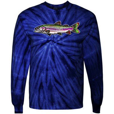 Abstract Trout Design Fly Fishing Trout Fisherman Tie-Dye Long Sleeve Shirt