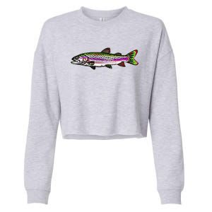 Abstract Trout Design Fly Fishing Trout Fisherman Cropped Pullover Crew