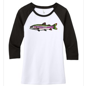 Abstract Trout Design Fly Fishing Trout Fisherman Women's Tri-Blend 3/4-Sleeve Raglan Shirt