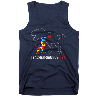 Autism Teacher Dinosaur Teachersaurus Rex Awareness Day Tank Top