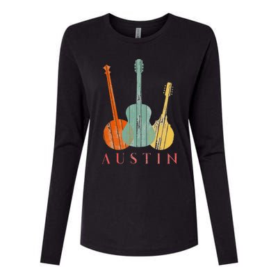 Austin Texas Distressed Music Womens Cotton Relaxed Long Sleeve T-Shirt