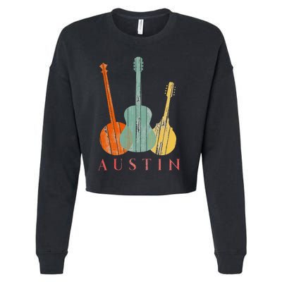 Austin Texas Distressed Music Cropped Pullover Crew