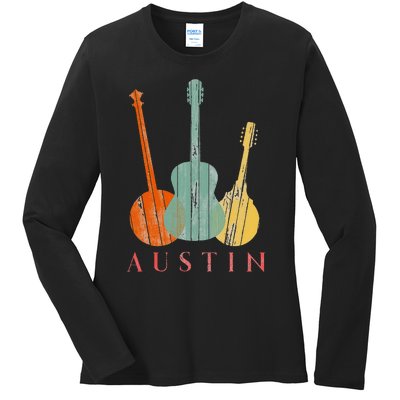 Austin Texas Distressed Music Ladies Long Sleeve Shirt