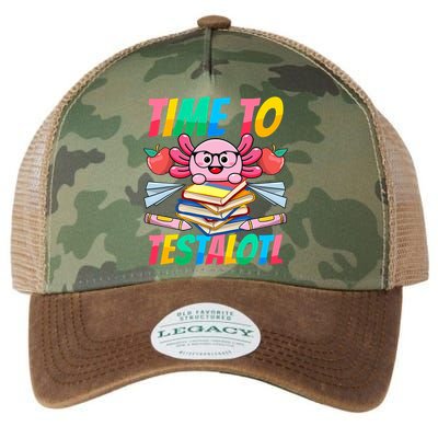 Axolotl Test Day Teacher Time To Testalotl Testing Day Women  Legacy Tie Dye Trucker Hat