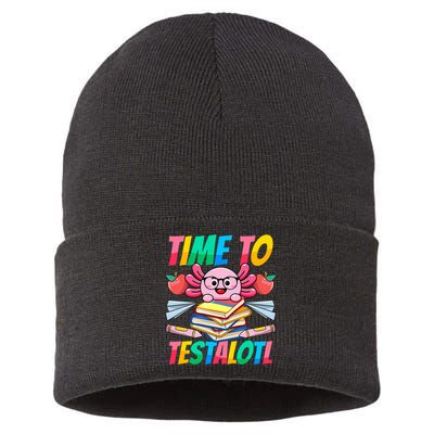 Axolotl Test Day Teacher Time To Testalotl Testing Day Women  Sustainable Knit Beanie