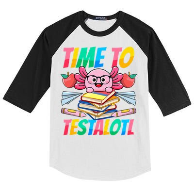 Axolotl Test Day Teacher Time To Testalotl Testing Day Women  Kids Colorblock Raglan Jersey