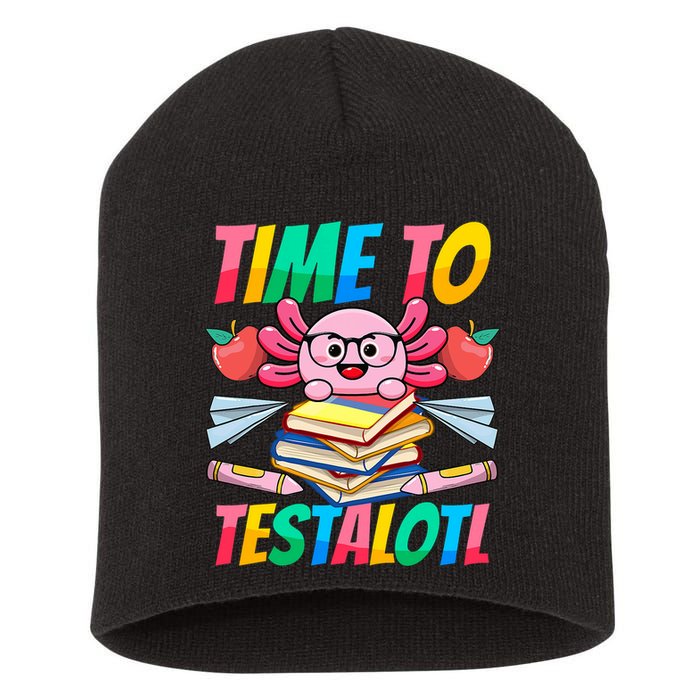 Axolotl Test Day Teacher Time To Testalotl Testing Day Women  Short Acrylic Beanie