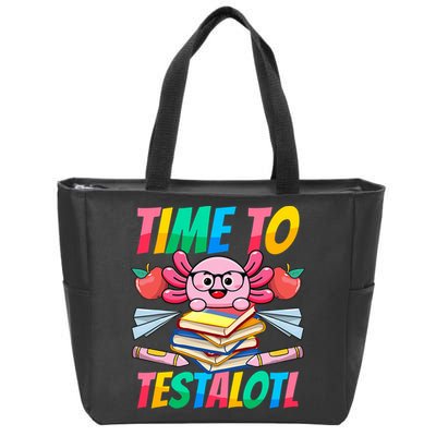 Axolotl Test Day Teacher Time To Testalotl Testing Day Women  Zip Tote Bag