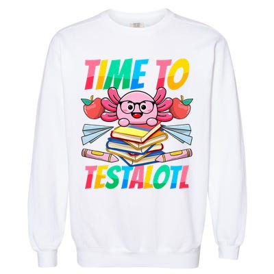 Axolotl Test Day Teacher Time To Testalotl Testing Day Women  Garment-Dyed Sweatshirt